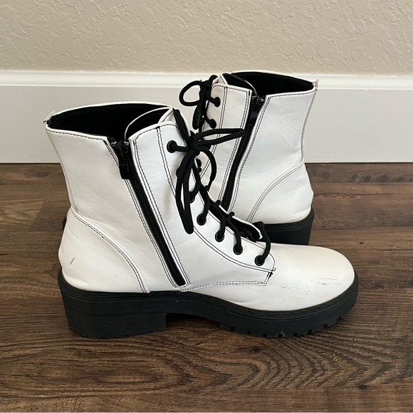 White Combat Boots Zip Side Women’s 10 (41) - Picture 5 of 10